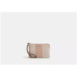 Corner Zip Wristlet In Signature Jacquard