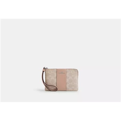 Corner Zip Wristlet In Signature Jacquard