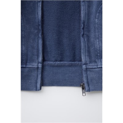 WASHED-EFFECT ZIP-UP SWEATSHIRT