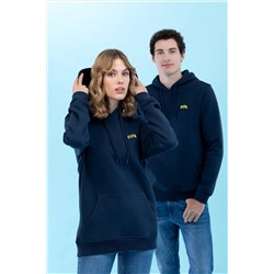 Lacivert Kapüşonlu Basic Sweatshirt