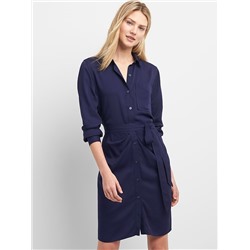 Long Sleeve Shirtdress with Ruching