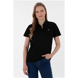 Kadın Siyah Basic Polo Yaka Tişört