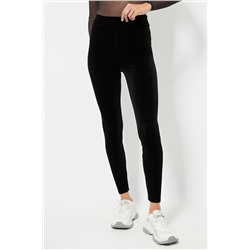 Leggings de terciopelo cintura alta - Negro