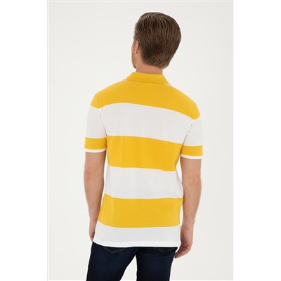 Erkek Regular Fit Polo Yaka Safran Tişört