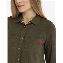 TEXTURED BUTTON-UP LONG SLEEVE SHIRT