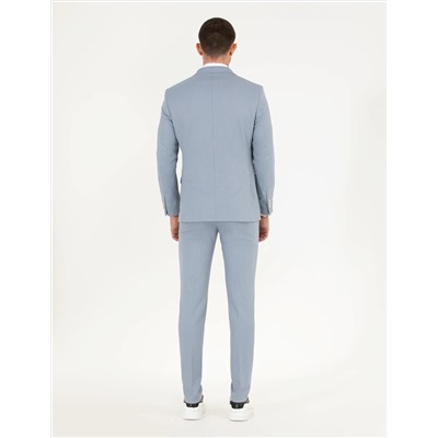 Açık Mavi Ex. Slim Fit Yelekli Takım Elbise