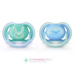 Avent Sucettes Ultra Air 6-18 mois Lapin & Hérisson x2
