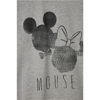 Sudadera Mickey y Minnie Disney Gris claro jaspeado