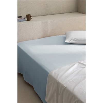 Manon King Size %100 Pamuk Ranforce Lastiksiz Çarşaf - Mavi