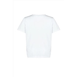 Beyaz V Yaka Basic %100 Pamuk Örme T-Shirt TBBSS22BF0028