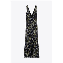 LONG FLORAL TULLE DRESS