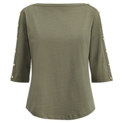 Button-Shoulder Jersey Top
