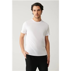Avva, Erkek Beyaz %100 Pamuk Nefes Alan Bisiklet Yaka T-shirt E001000