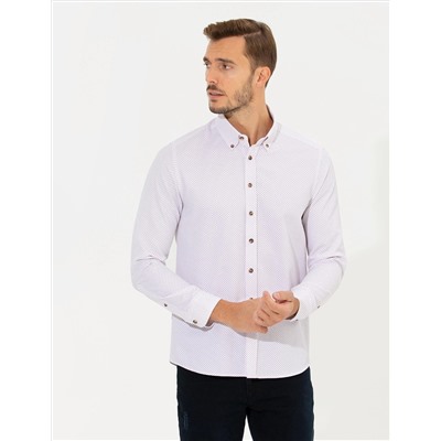 Bordo Slim Fit Uzun Kollu Gömlek