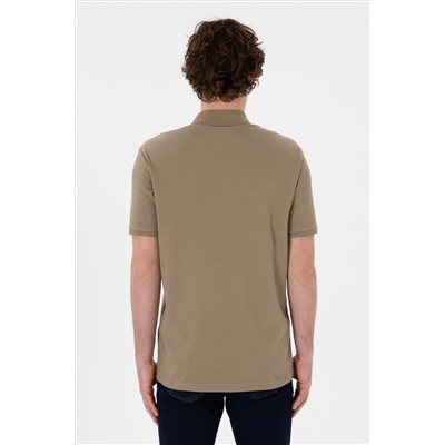 Erkek Regular Fit Polo Yaka Haki Basic Tişört