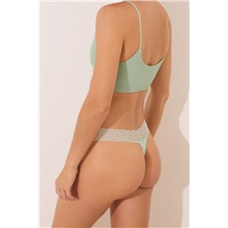 Tanga canalé algodón verde