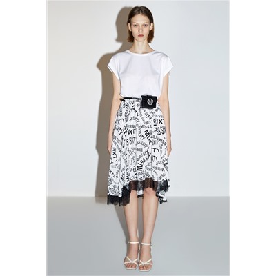 Falda midi Blanco y negro