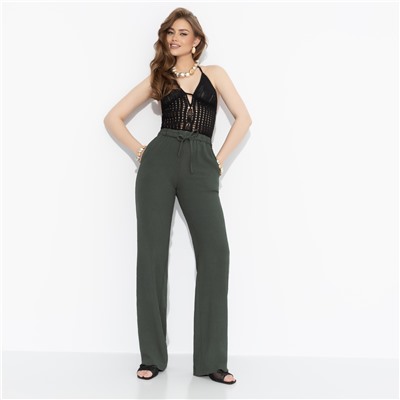 Брюки из жатой ткани, Оглушительный успех (dark green)