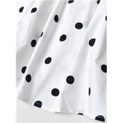 Милое платье принцессы из чистого хлопка с кружевными рукавами в горошек. Экспорт