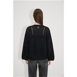 Cárdigan de lana y mohair Negro