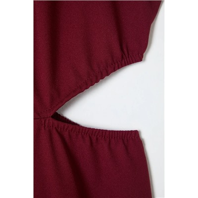Bordo Cut Out Detaylı Askılı Dokuma Elbise TBBSS23AH00026