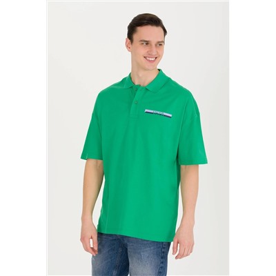 Erkek Yeşil Oversize Polo Yaka Tişört
