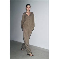 ZW COLLECTION 100% LINEN PALAZZO TROUSERS