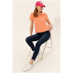 Kadın Somon Basic Polo Yaka Tişört