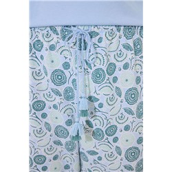 Pijama largo 100% algodón azul flores