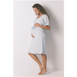 Bata larga "maternity" manga corta viscosa verde