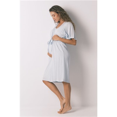 Bata larga "maternity" manga corta viscosa verde
