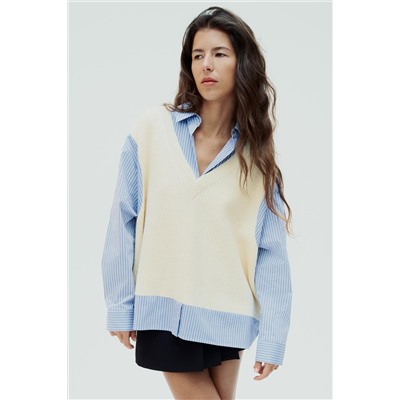 CONTRAST SHIRT SWEATER