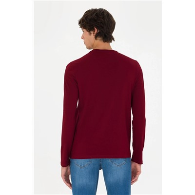 Erkek Bordo Basic Sweatshirt