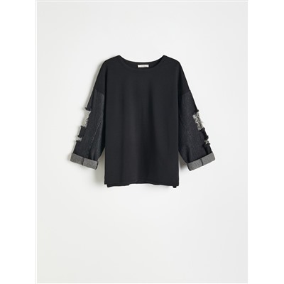 Shirt mit Jeansärmeln