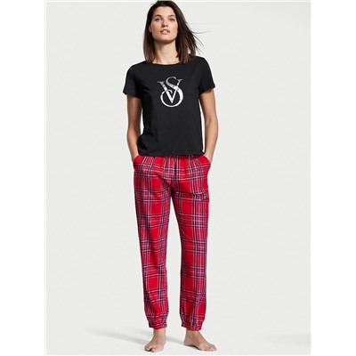 VICTORIA'S SECRET Flannel Jogger Tee-jama