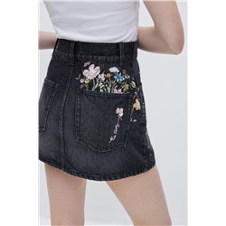 Minifalda vaquera Negro jaspeado