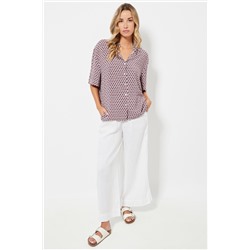 Pantalón recto de lino - Blanco