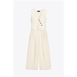 LINEN BLEND WAISTCOAT JUMPSUIT
