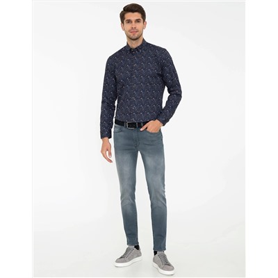 Lacivert Regular Fit Uzun Kollu Gömlek