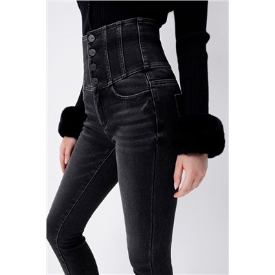 Vaquero skinny fit de tiro alto Negro