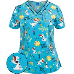 Cherokee Tooniforms Scrubs Turn Up The Heat Print Top