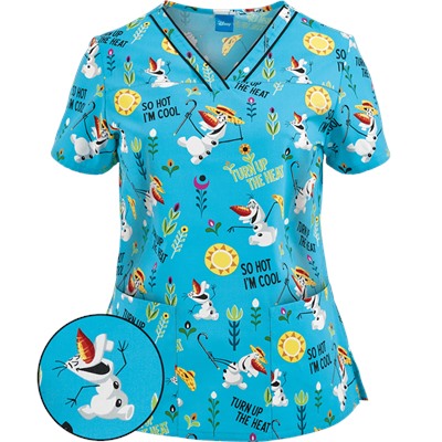 Cherokee Tooniforms Scrubs Turn Up The Heat Print Top
