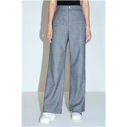 Pantalón palazzo de lana de tiro alto - Gris jaspeado