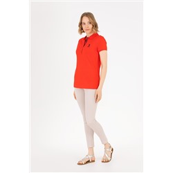 Kadın Kırmızı Basic Polo Yaka Tişört