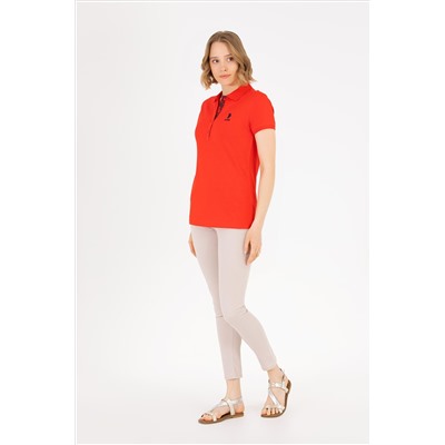 Kadın Kırmızı Basic Polo Yaka Tişört