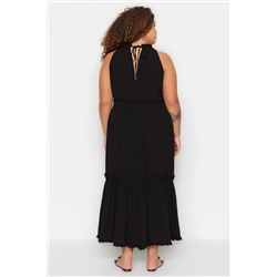 Siyah Halter Yaka Dokuma Elbise TBBSS23AH00207