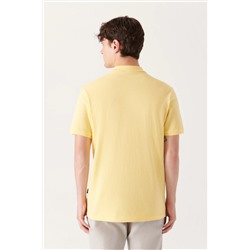 Sarı %100 Pamuk Serin Tutan Polo Yaka T-Shirt