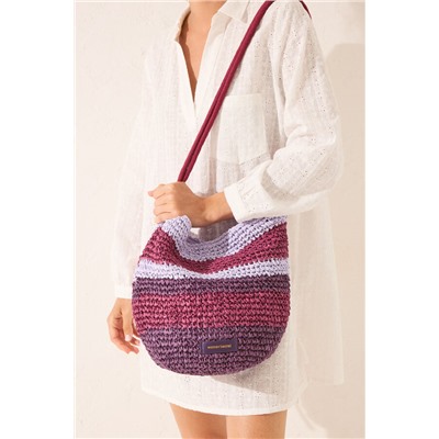 Bolso cruzado rafia estampado multicolor