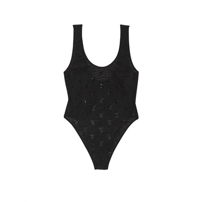 VERY SEXY Shine Mesh Sheer Tank Bodysuit