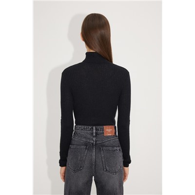 Jersey de lana y pelo de camello Negro